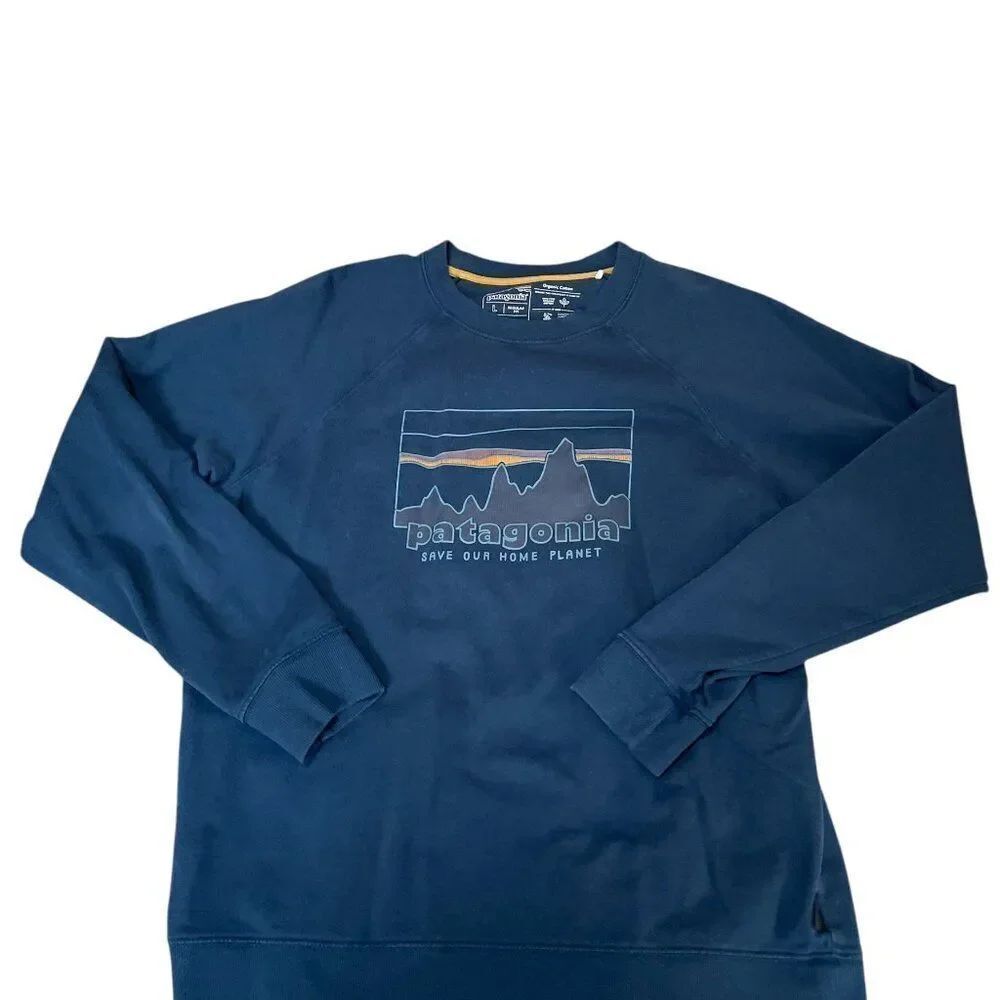 Patagonia 39650 Skyline Organic Crew Neck Sweathshirt Save Our Planet Men's Sz L